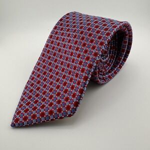 Donald J Trump Signature Collection Tie Mens Red Blue Silk Geometric Check